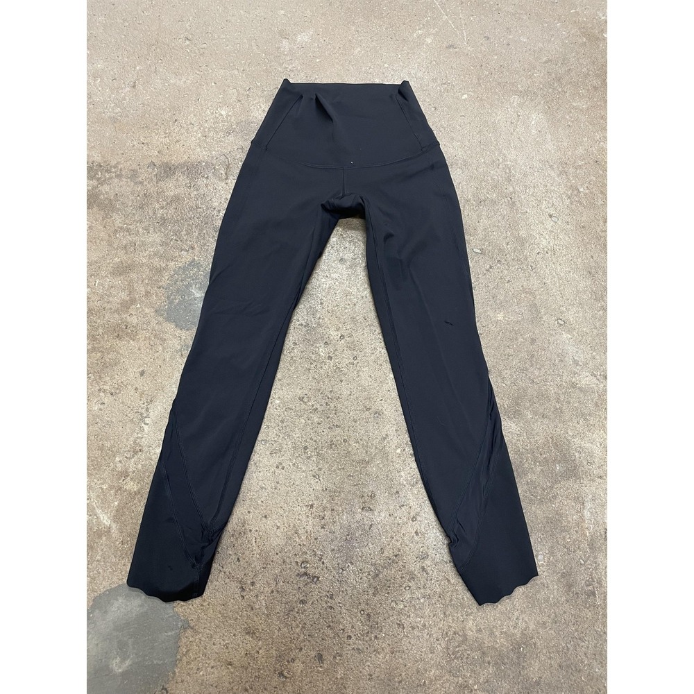 Lululemon Leggings Womens 2 Black High Rise Mesh Panel Cropped Yoga Athletic